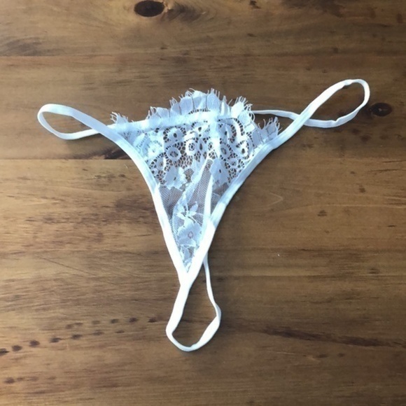 2 piece sheer lace white lingerie corset style garter and matching thong NEW - Picture 7 of 7